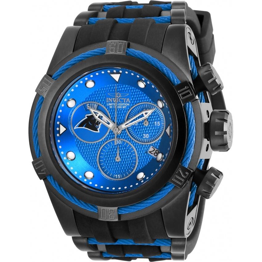 Invicta Men's 30227 NFL Panthers Black and Blue Silicone Watch