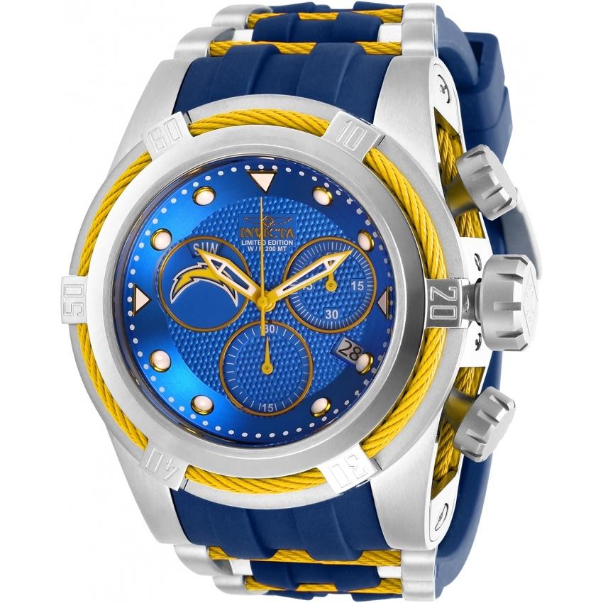 Invicta Men's 30239 NFL Chargers Blue and Gold-Tone Inserts Silicone Watch