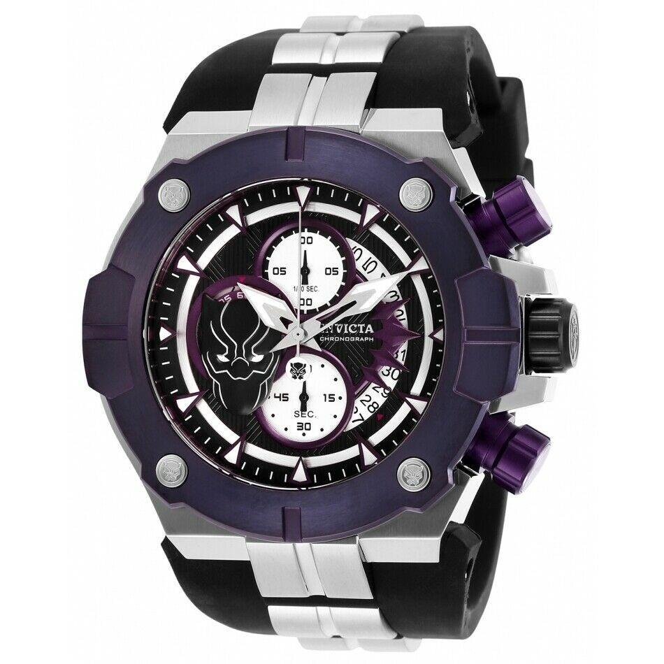 Invicta Men&#39;s 30314 Marvel Black Panther Chronograph Black Silicone Watch
