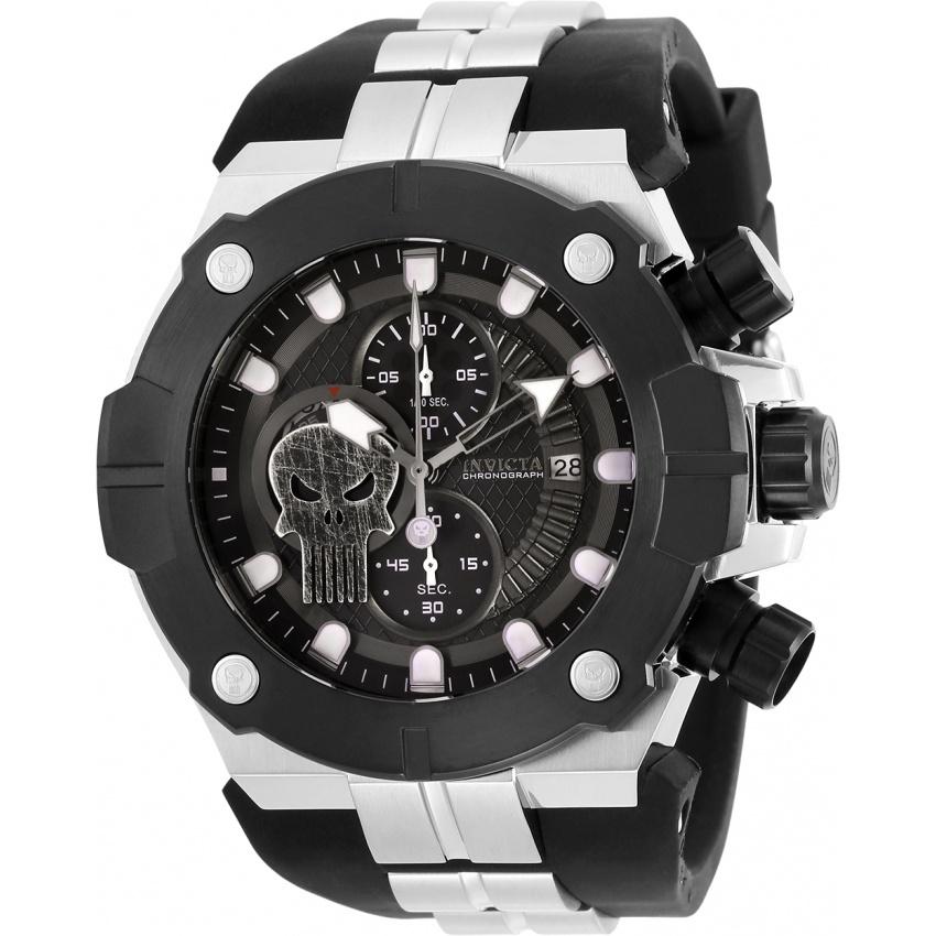 Invicta Men's 30316 Marvel Punisher Black and Silver Polyurethane and Stainless Steel Watch