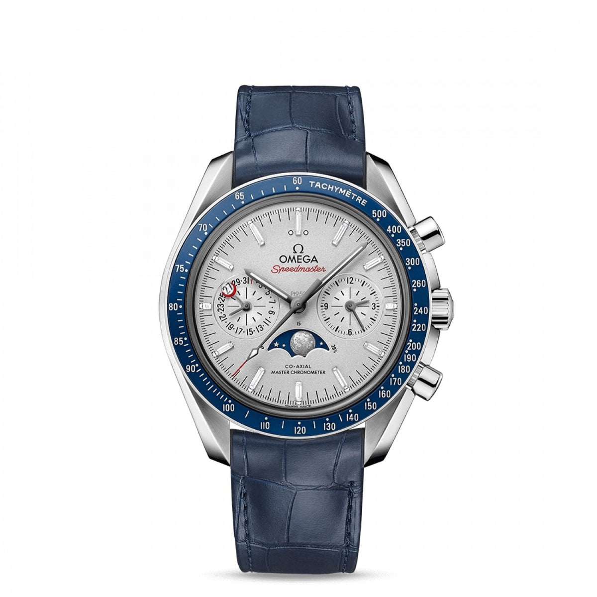 Omega Men's 304.93.44.52.99.004 Speedmaster Chronograph Blue Leather Watch