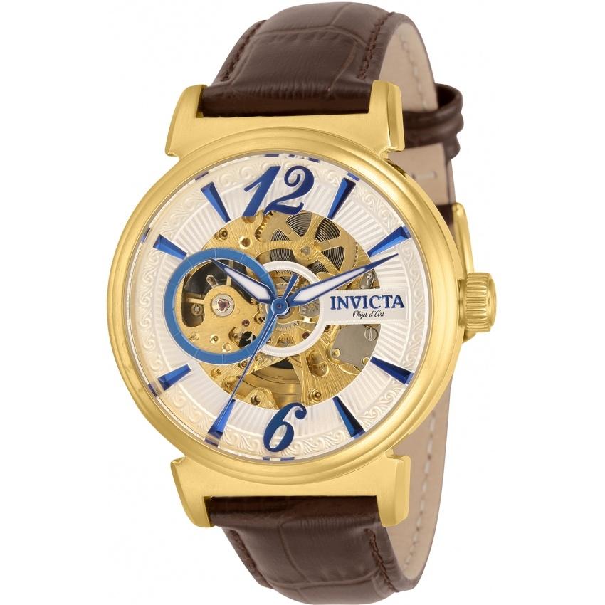 Invicta Men&#39;s 30462 Objet D Art Automatic Brown Leather Watch