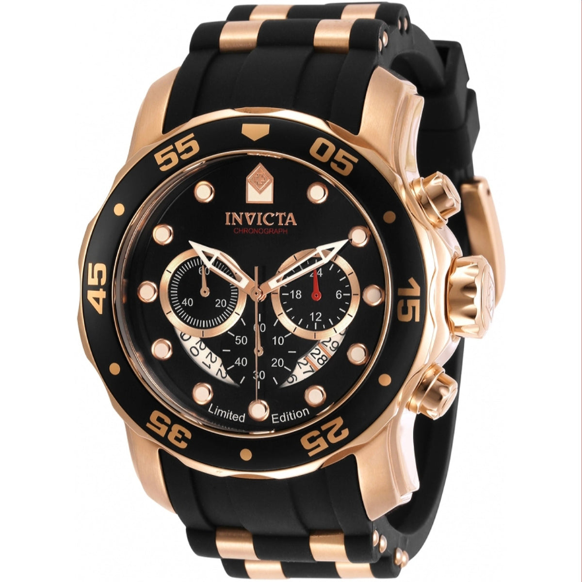 Invicta Men's 30825 Pro Diver Scuba Black and Rose-Tone Polyurethane Watch