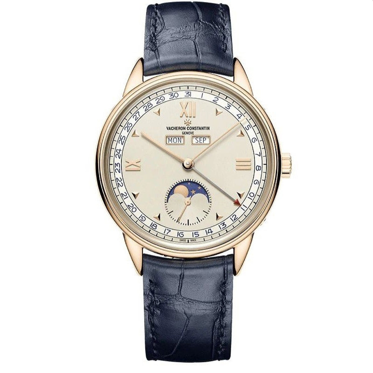 Vacheron Constantin Men's 3100V-000R-B422 Historiques Triple calendrier Blue Leather Watch