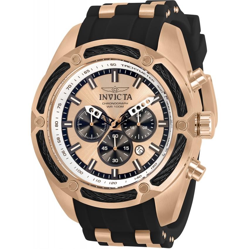 Invicta Men&#39;s 31066 Bolt Black and Rose-Tone Inserts Polyurethane and Stainless Steel Watch