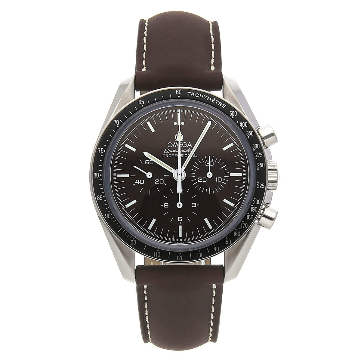 Omega Men's 311.32.42.30.13.001 Speedmaster Moonwatch Chronograph Brown Leather Watch