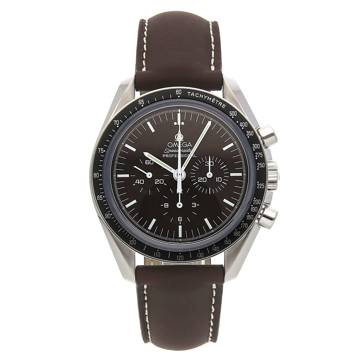 Omega Men&#39;s 311.32.42.30.13.001 Speedmaster Moonwatch Chronograph Brown Leather Watch