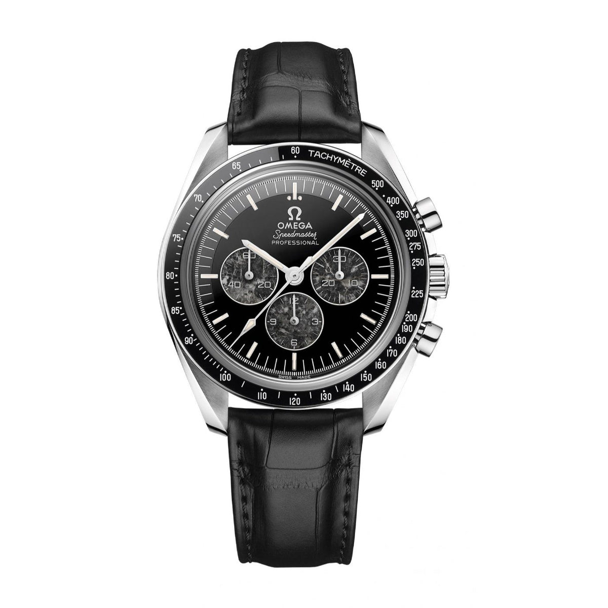 Omega Men's 311.93.42.30.99.001 Speedmaster Chronograph Black Leather Watch