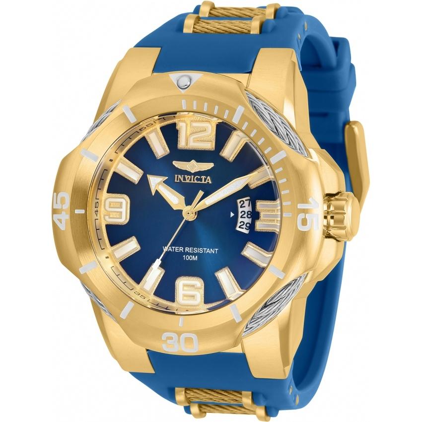 Invicta Men&#39;s 31171 Bolt Gold-Tone and Blue Inserts Polyurethane and Stainless Steel Watch