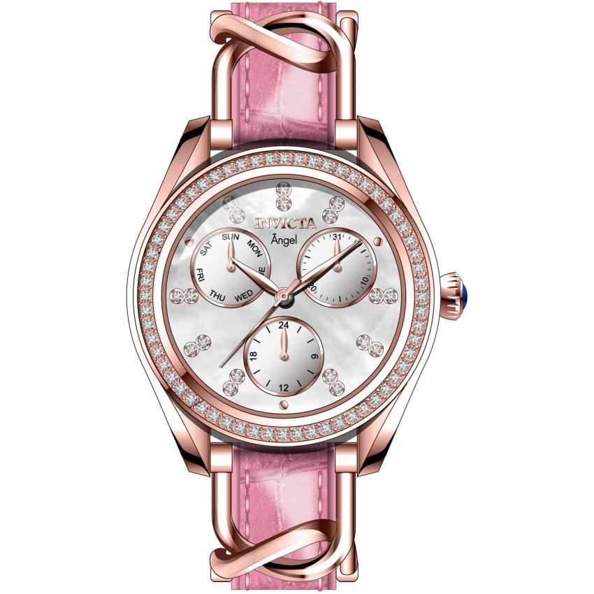Invicta Women&#39;s 31190 Angel Pink Leather and Stainless Steel Watch