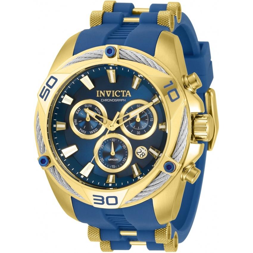 Invicta Men&#39;s 31317 Bolt Blue and Gold-Tone Inserts Silicone Watch