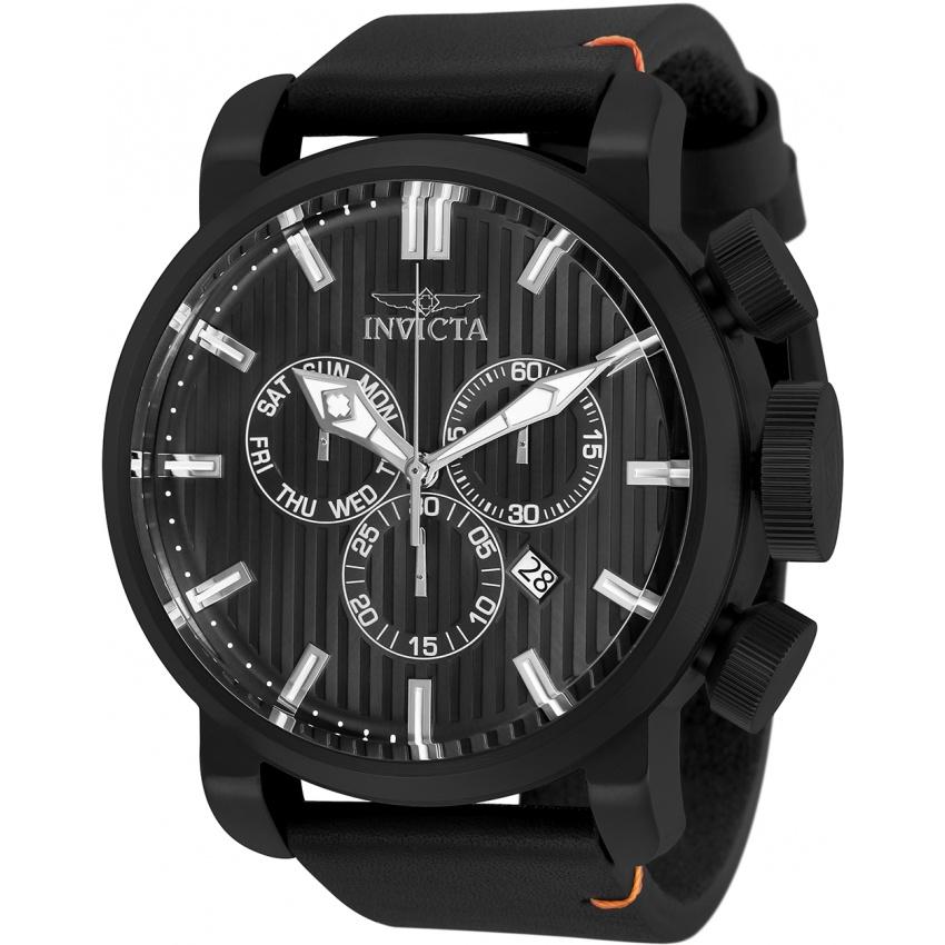 Invicta Men's 31774 Aviator Black Leather Watch