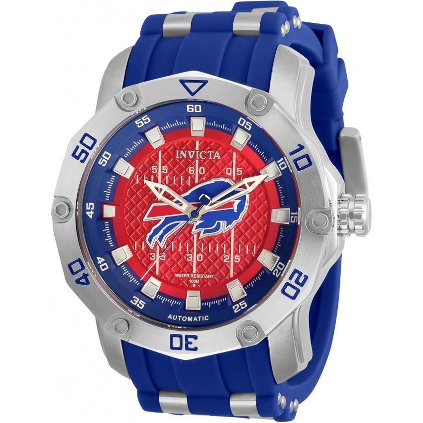 Invicta Men&#39;s 32011 NFL Bills Automatic Blue and Silver Inserts Silicone Watch