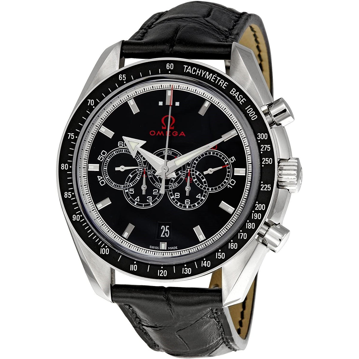 Omega Men's 321.33.44.52.01.001 Speedmaster Olympic Edition Chronograph Black Leather Watch