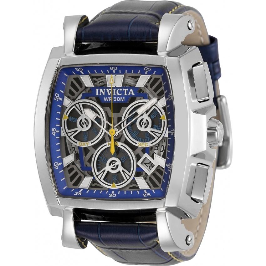 Invicta Men&#39;s 32162 Cuadro Black and Blue Leather Watch