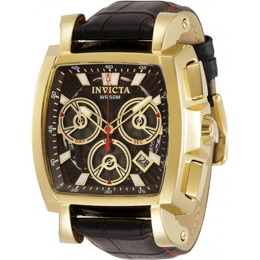 Invicta Men&#39;s 32163 Cuadro Black and Red Leather Watch