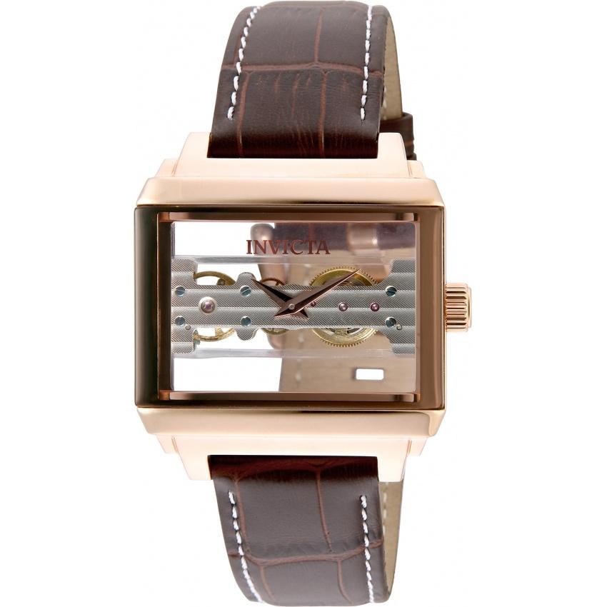 Invicta Men&#39;s 32172 Objet D Art Mechanical Brown Leather Watch