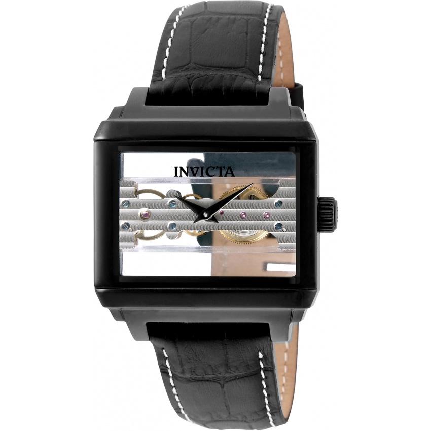 Invicta Men&#39;s 32173 Objet D Art Mechanical Black Leather Watch