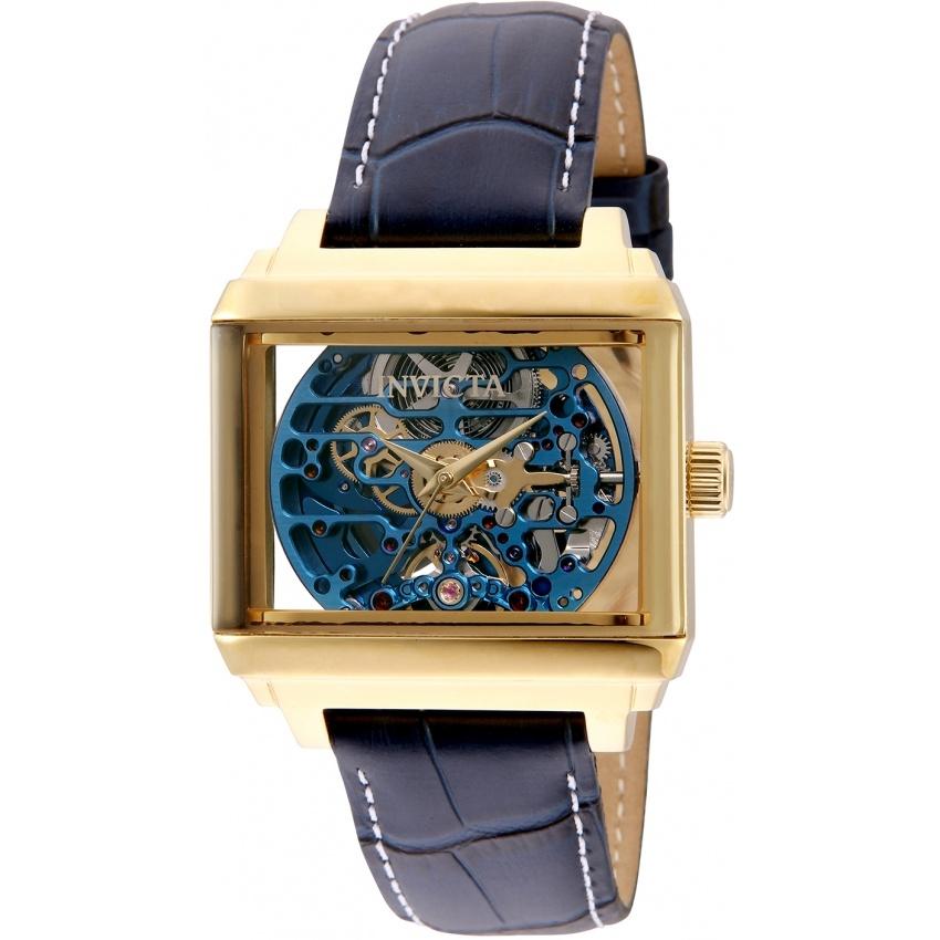 Invicta Men&#39;s 32176 Objet D Art Mechanical Blue Leather Watch