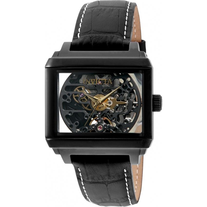 Invicta Men&#39;s 32178 Objet D Art Mechanical Black Leather Watch