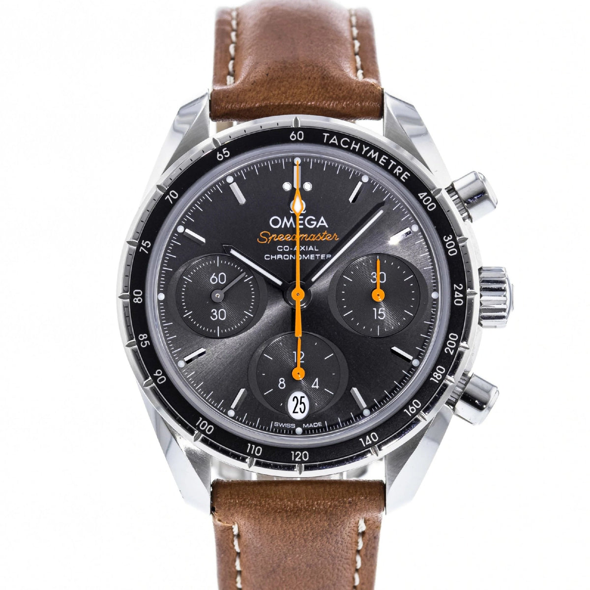 Omega Men's 324.32.38.50.06.001 Speedmaster Chronograph Brown Leather Watch