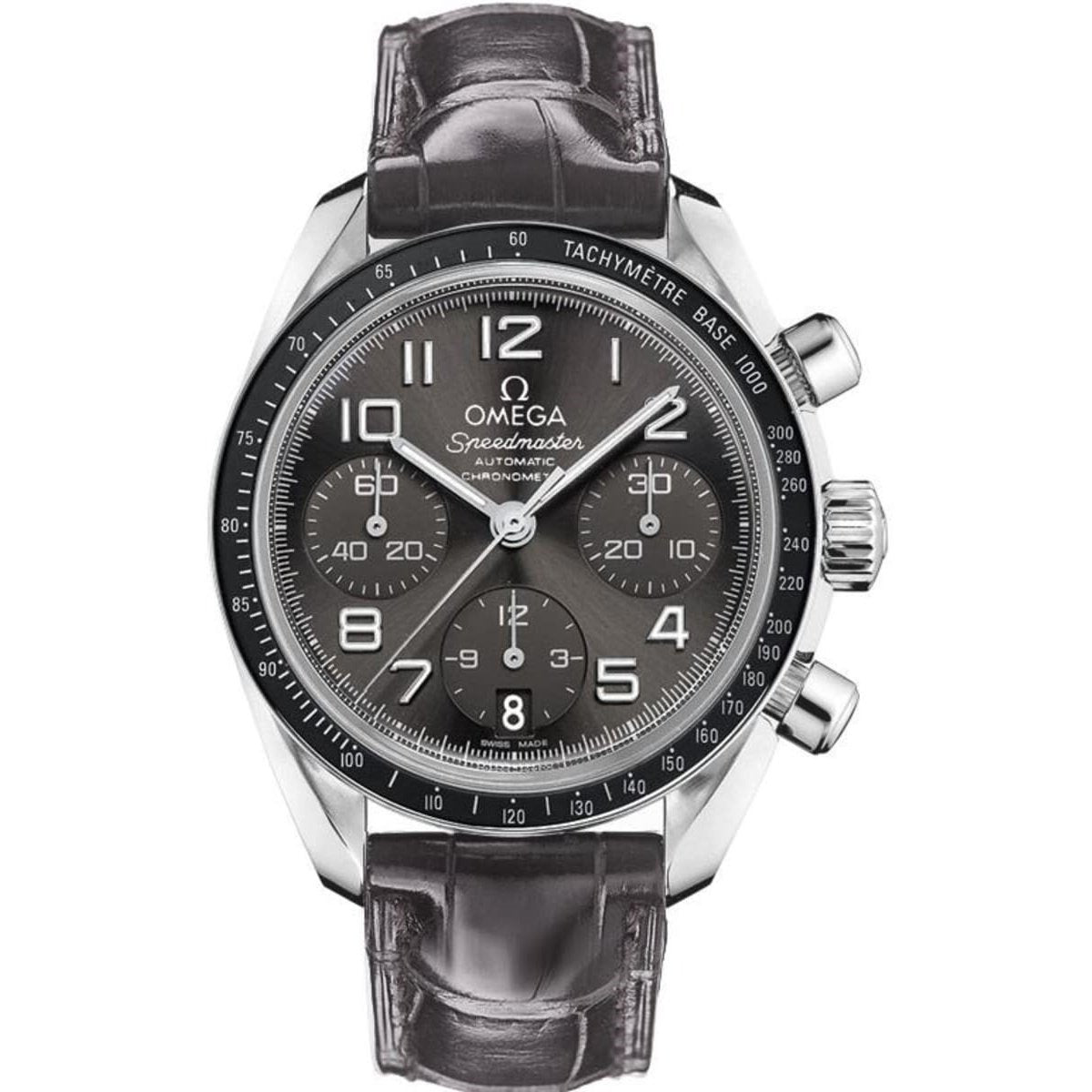 Omega Women's 324.33.38.40.06.001 Speedmaster Chronograph Grey Leather Watch