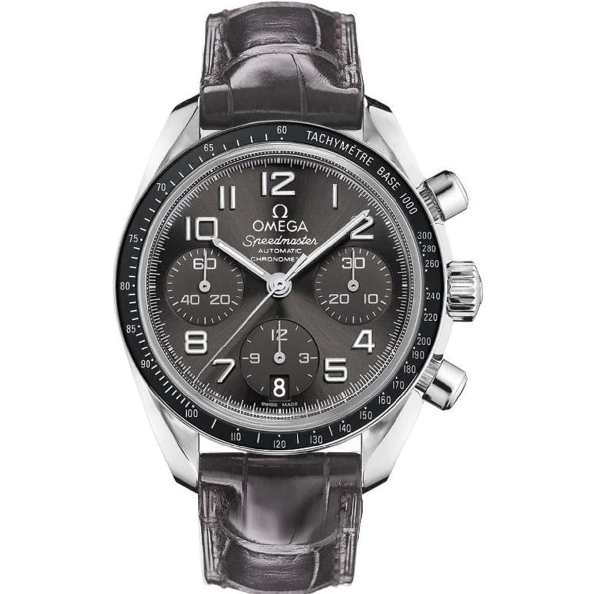 Omega Women&#39;s 324.33.38.40.06.001 Speedmaster Chronograph Grey Leather Watch