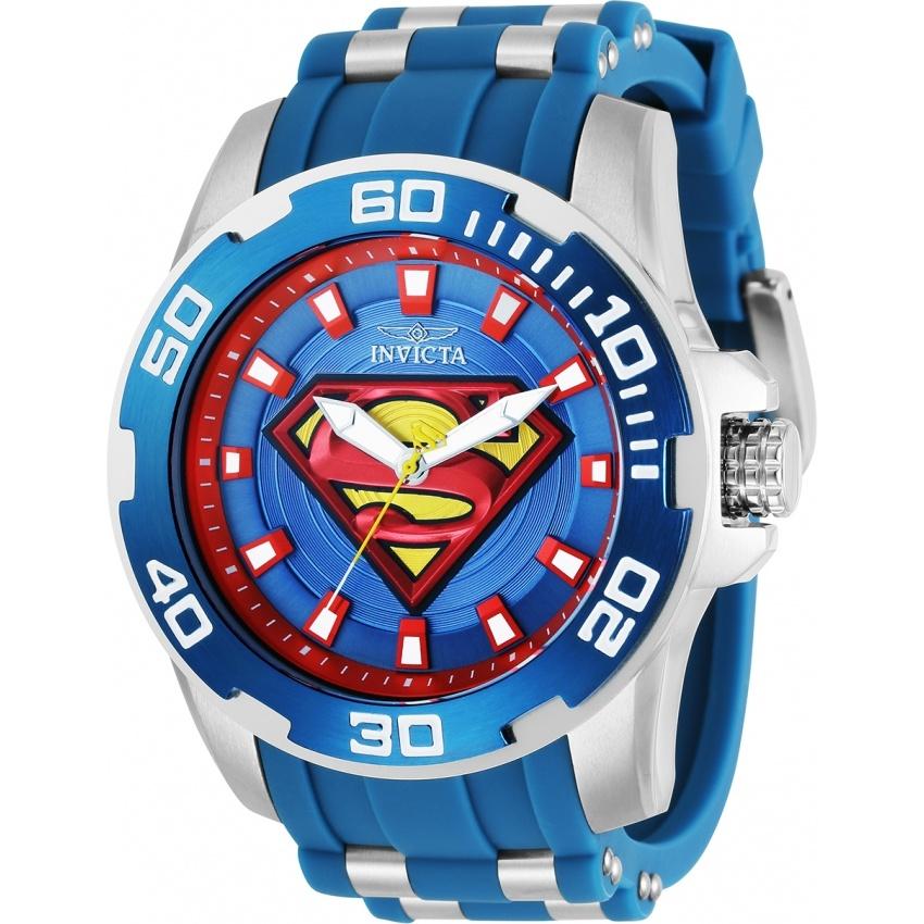 Invicta Men&#39;s 32479 DC Comics Superman Blue and Silver Polyurethane and Stainless Steel Watch