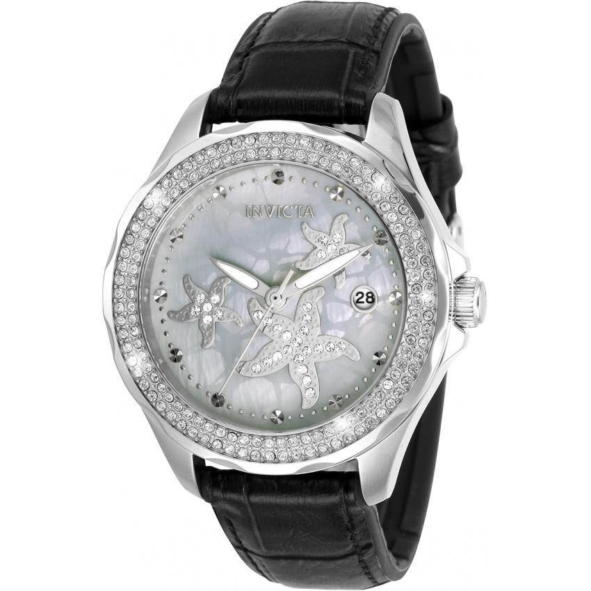 Invicta Women's 32664 Wildflower Ocean Voyage Black Leather Watch