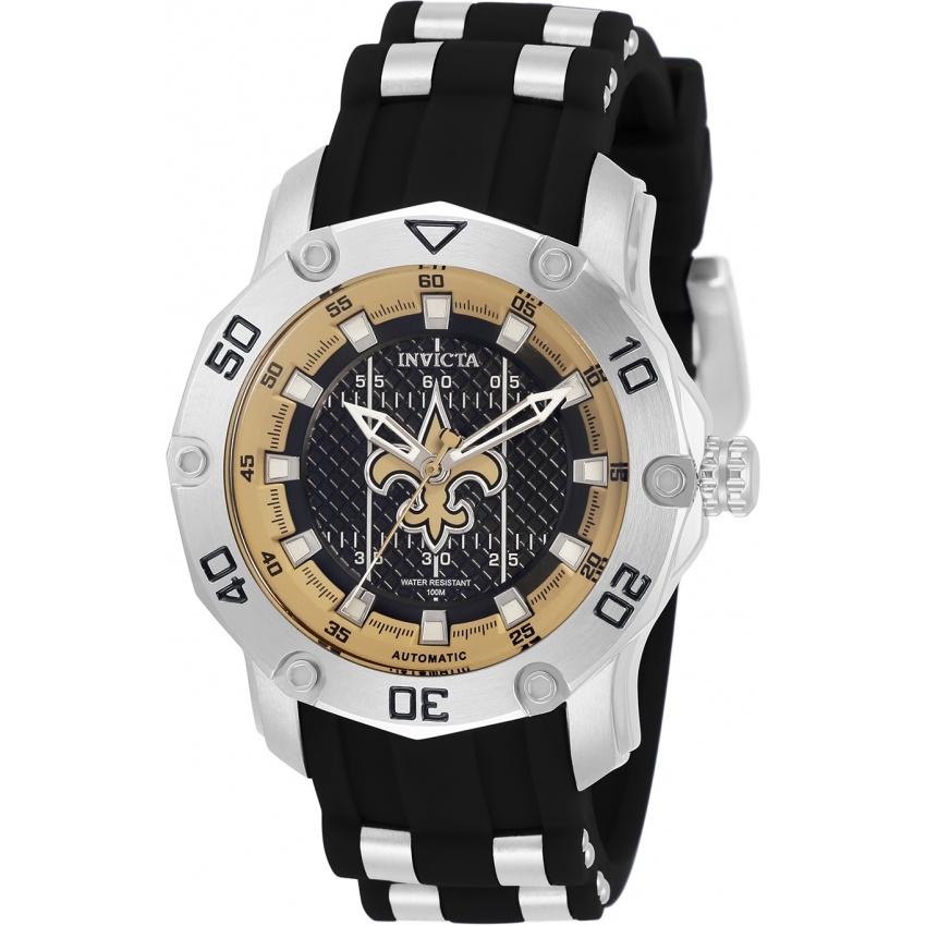 Invicta Women's 32891 NFL Saints Automatic Black and Silver Silicone Watch
