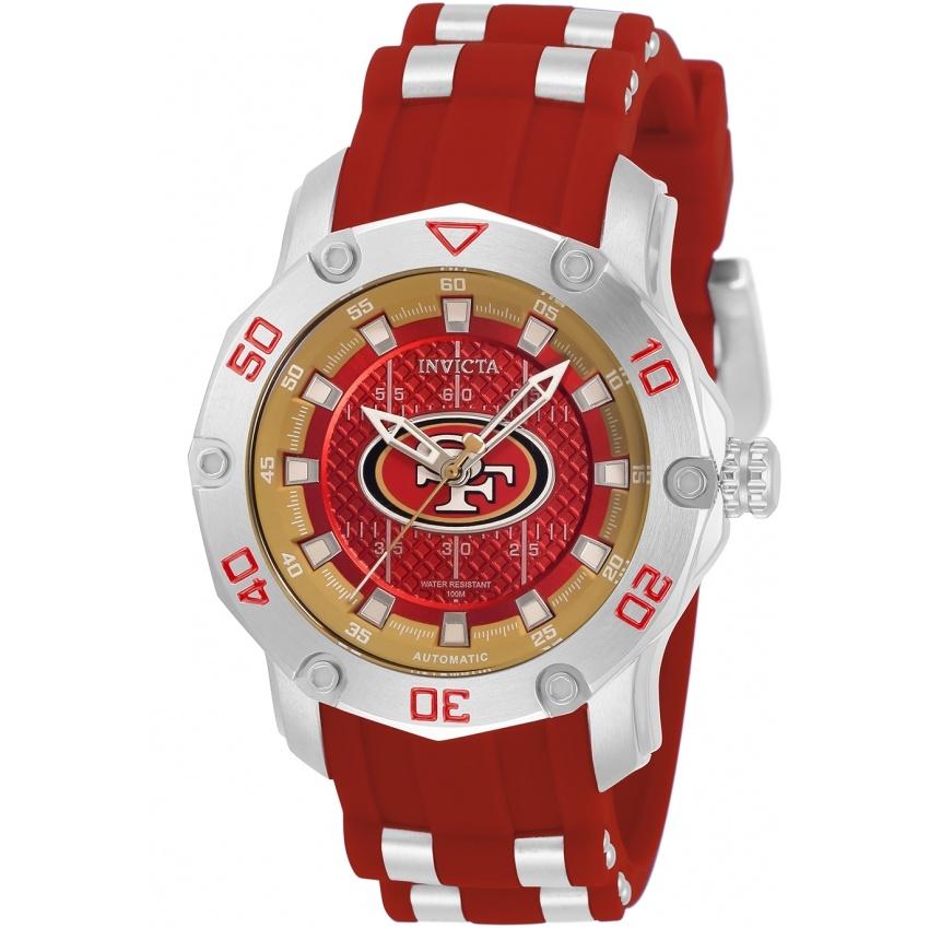 Invicta Women&#39;s 32897 NFL 49ers Automatic Red and Silver Inserts Silicone Watch