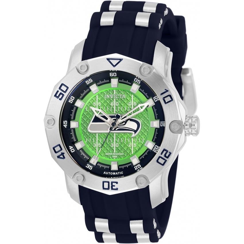 Invicta Women&#39;s 32898 NFL Seahawks Automatic Blue and Silver Silicone Watch