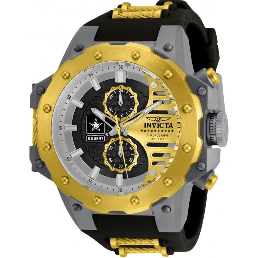 Invicta Men&#39;s 32984 U.S. Army Black and Gold-Tone Polyurethane and Stainless Steel Watch