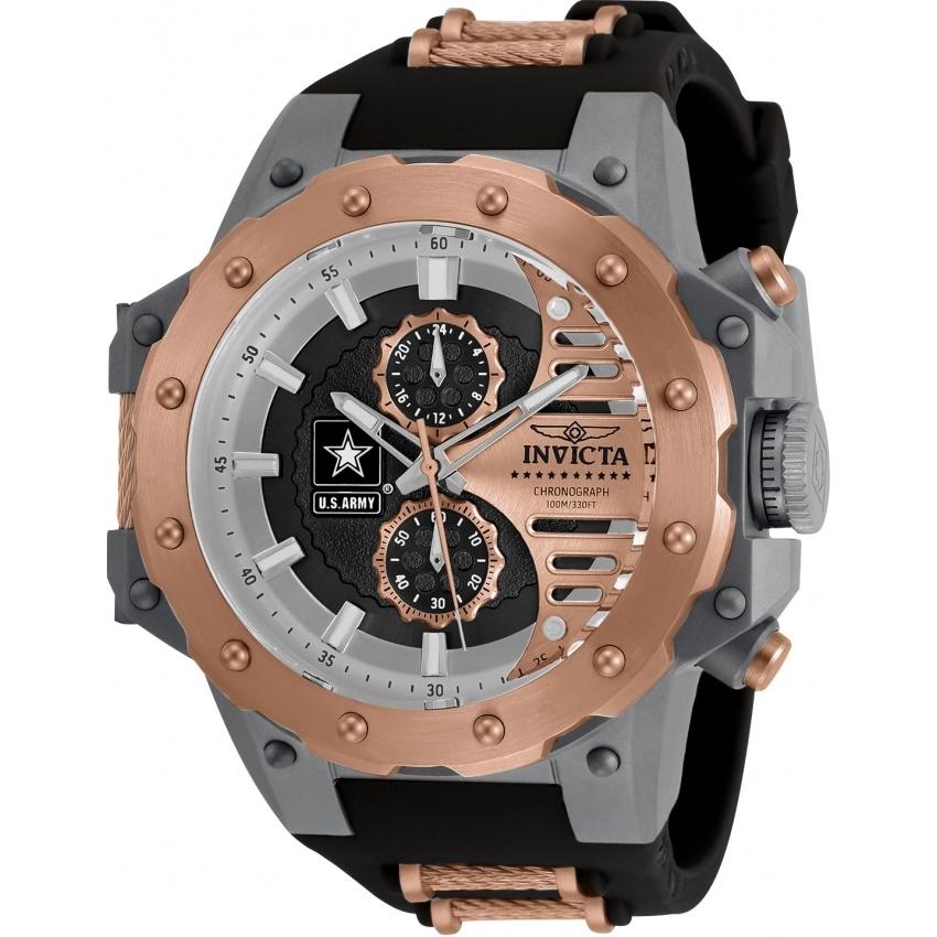 Invicta Men&#39;s 32985 U.S. Army Black and Rose-Tone Polyurethane and Stainless Steel Watch