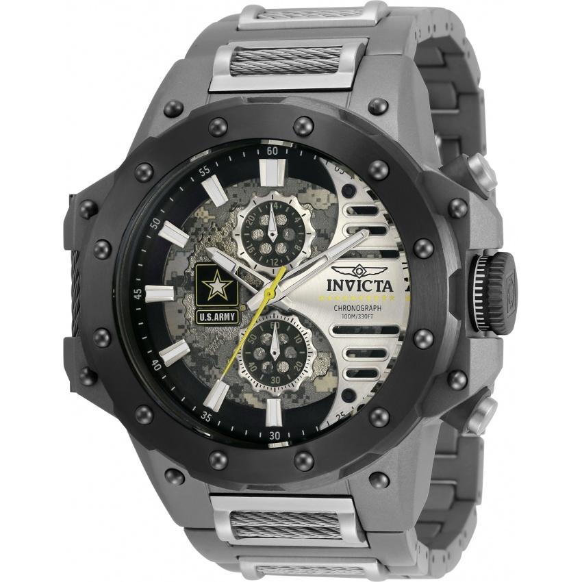 Invicta Men&#39;s 32987 U.S. Army Gunmetal and Silver Polyurethane and Stainless Steel Watch