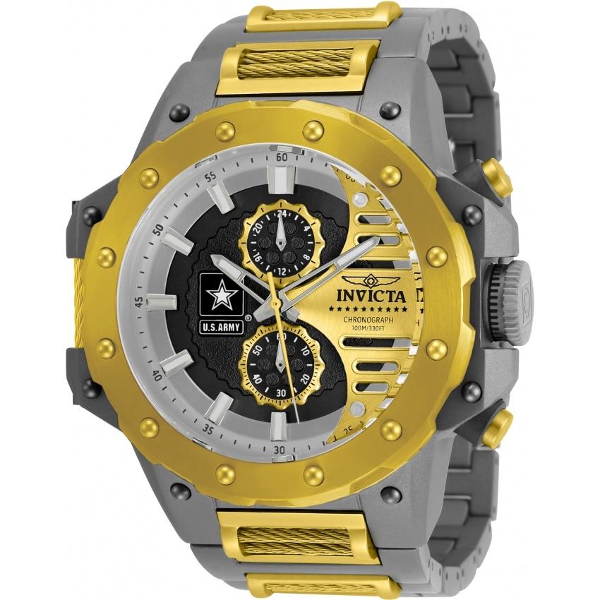 Invicta Men&#39;s 32988 U.S. Army Gold-Tone and Silver Polyurethane and Stainless Steel Watch