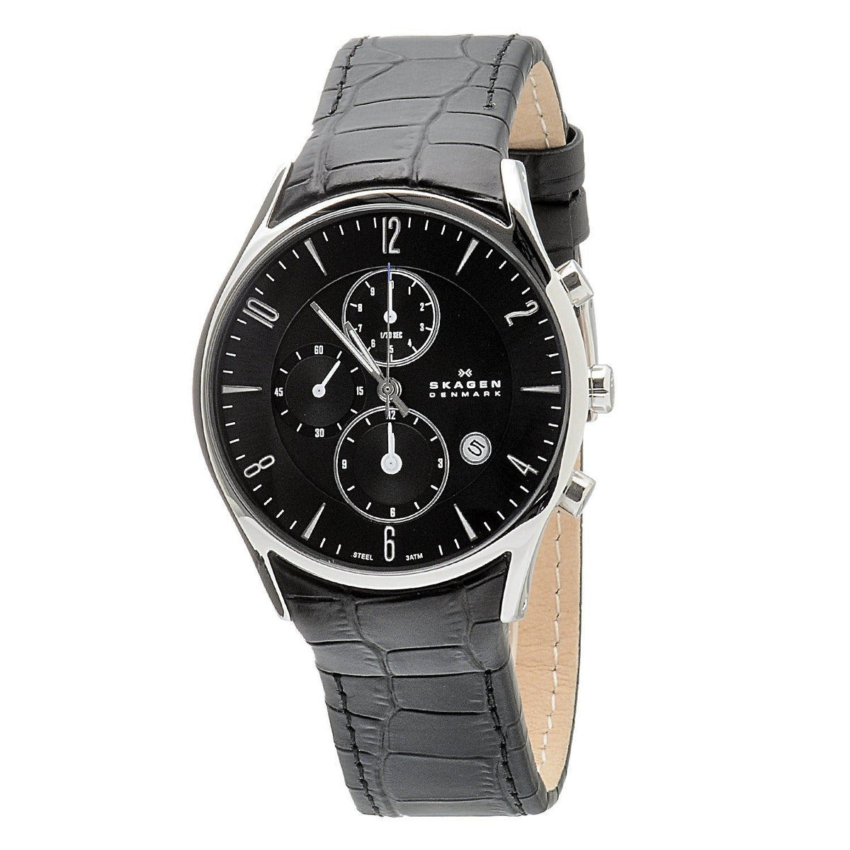 Skagen Men's 329XLSLB Multi-Function Black Leather Watch