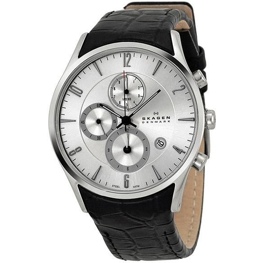 Skagen Men's 329XLSLC Chronograph Black Leather Watch