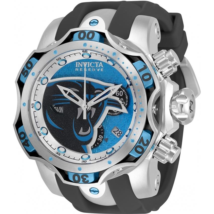 Invicta Men&#39;s 33065 NFL Panthers Black Silicone Watch