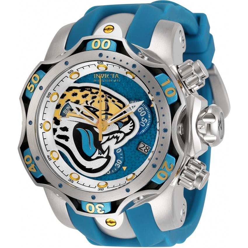 Invicta Men&#39;s 33076 NFL Jaguars Blue Silicone Watch