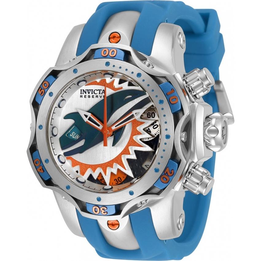 Invicta Women&#39;s 33092 NFL Dolphins Blue Silicone Watch