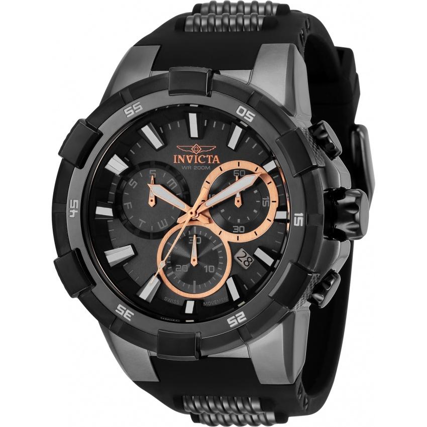 Invicta Men's 33291 Aviator Black and Gunmetal Polyurethane and Stainless Steel Watch