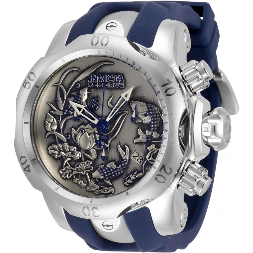 Invicta Men&#39;s 33353 Reserve Venom Blue and Silver Stainless Steel Watch