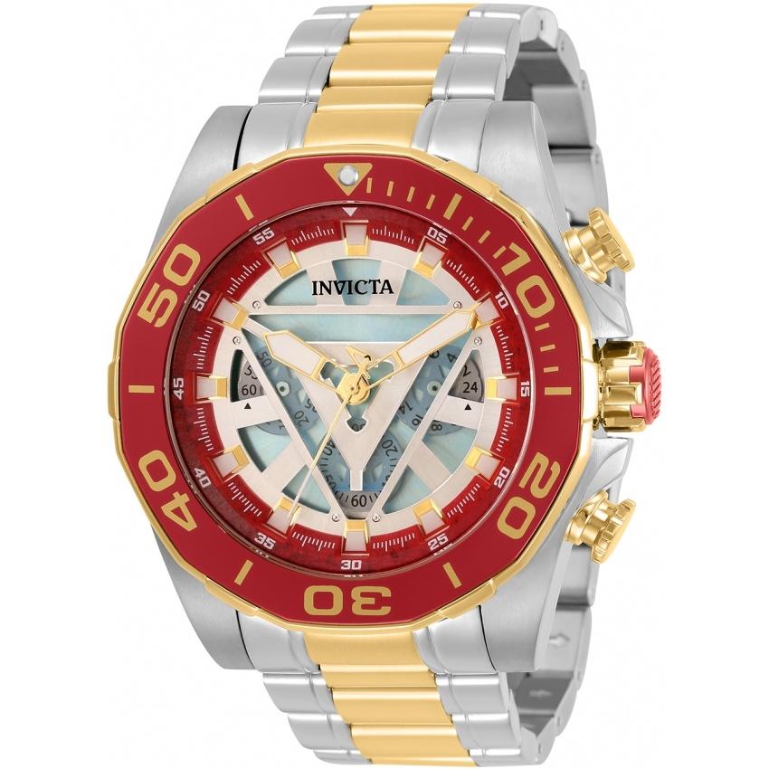 Invicta Men&#39;s 33368 Marvel ironman Gold-Tone and Silver Silicone Watch