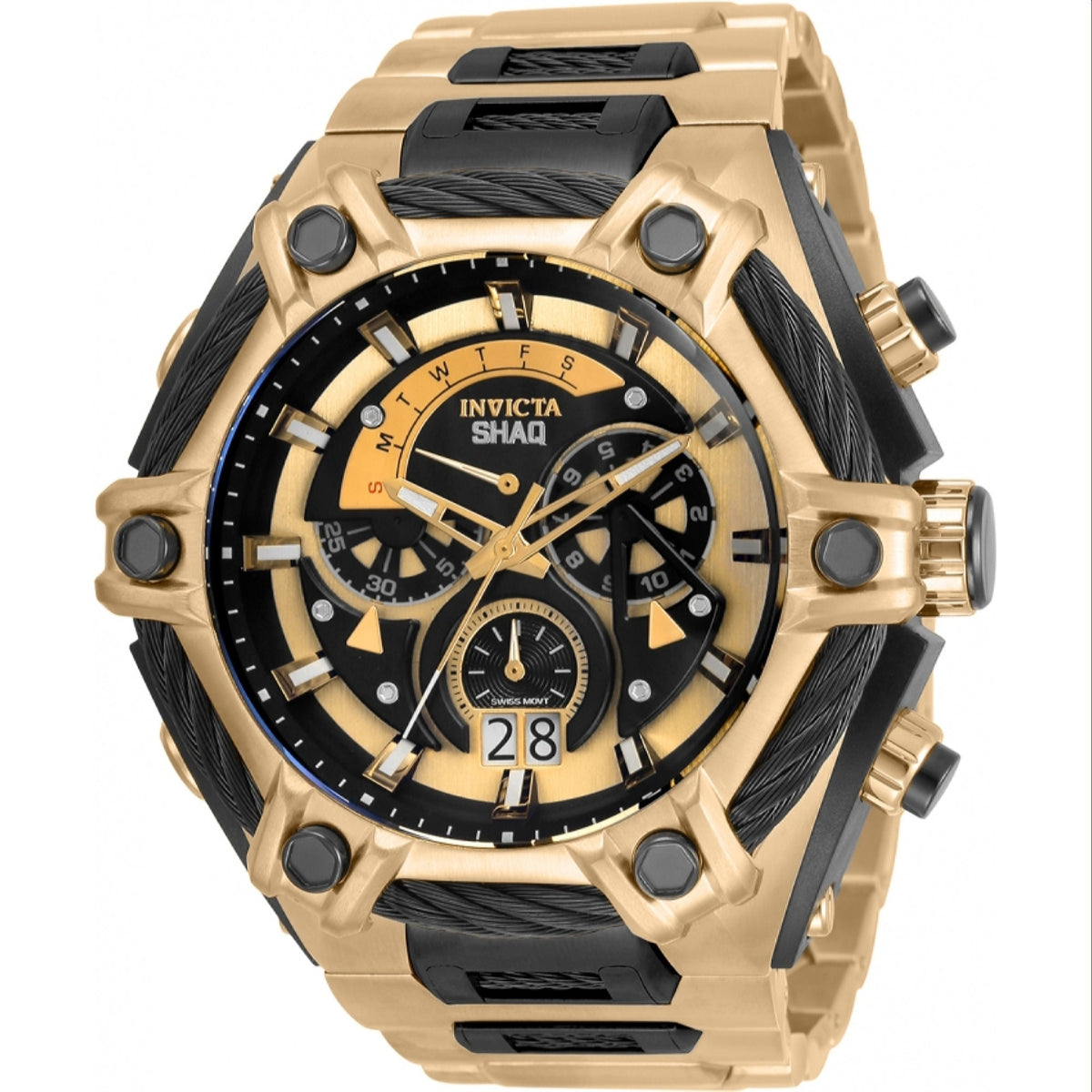 Invicta Men's 33681 Shaq Black and Gold-Tone Silicone Watch