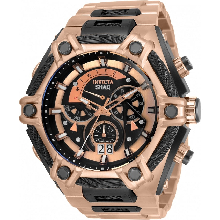 Invicta Men's 33682 Shaq Black and Rose-Tone Silicone Watch