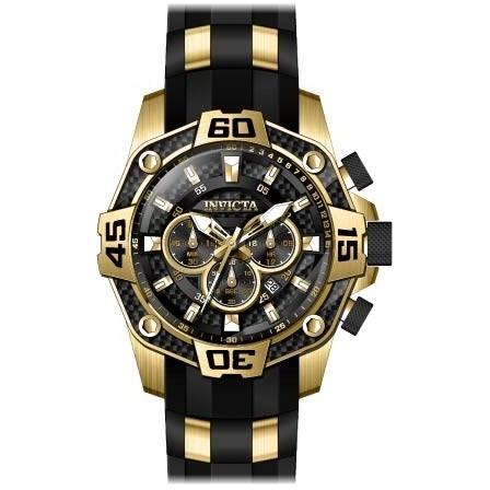 Invicta Men&#39;s 33837 Pro Diver Black and Gold-Tone Polyurethane and Stainless Steel Watch
