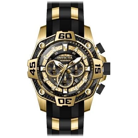 Invicta Men&#39;s 33838 Pro Diver Black and Gold-Tone Polyurethane and Stainless Steel Watch