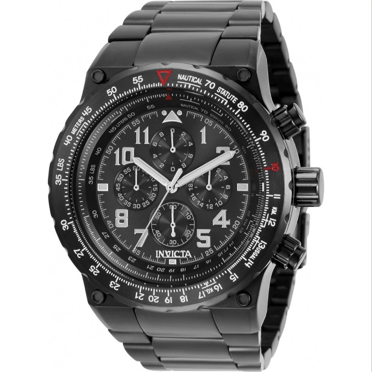 Invicta Men's 34425 Aviator Black Stainless Steel Watch