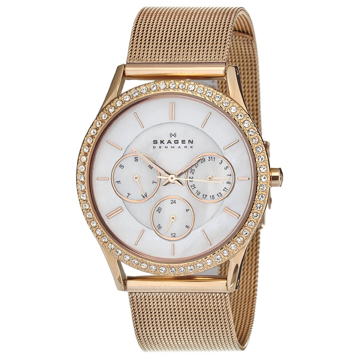 Skagen Women's 347LRR Multi-Function Crystal Rose-Tone Stainless Steel Watch